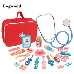 Other Toys Wooden Pretend Play Doctor Educationa Toys for Children Simulation Medicine Chest Set for Kids Interest Development 230216