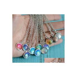 Pendant Necklaces Fashion Drusy Druzy 12Mm Mermaid Scale Stainless Steel Necklace Sier Plated Fish For Women Lady Jewellery Drop Deliv Dhsqv