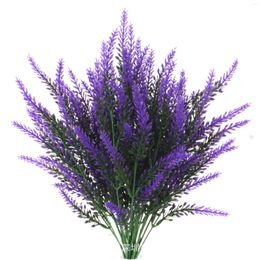 Decorative Flowers Purple Provence Lavender Artificial Plastic Fake Plants Bridal Bouquet Indoor Outdoor Wedding Home Garden Decoration