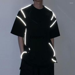 Men's T Shirts Summer 2023 Harajuku Reflective T-shirt Men Luminous Hip Hop Streetwear Loose Male Tees Cotton Fashion Tops 50