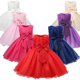 Girls Dresses Christmas for Kids Lace Flower Princess Children Big Bow Wedding Birthday Party Vestidos Year Costume 230217