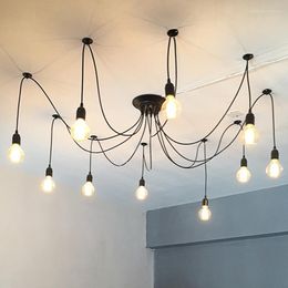 Pendant Lamps Ceiling Hanging Retro Light Modern Mini Bar Vintage Lamp Clear Cord Iron Cage Christmas Decorations For Home