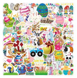 50PCS Happy Easter Egg Rabbit Stickers Kawaii Cute Cartoon Funny Bunny Animal Decalcomanie per bambini Regalo Bottiglie d'acqua Laptop Notebook Car Bike Decal Bagagli Adesivo fai da te