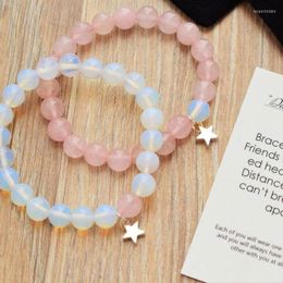 Strand Rose Beaded Bracelet Set Friend Long Distance Star Crystal Jewellery Gifts For Women Men Friendship