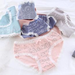 Panties Teenage Girls Lace Kids Cotton Underwear Cute Print Children Underpants Young Short Briefs Majtki Dziewczynka