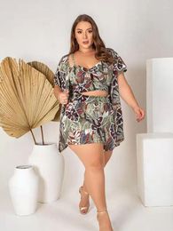 Tracksuits Three Piece Suit Women 5xl Sexy Outfits Beach Sling Crop Top And Shorts Sets Plus Size Swimsuit Wholesale Bulk Drop