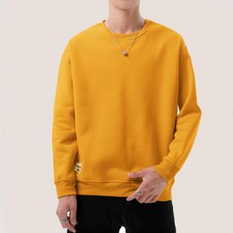 Men's Hoodies Winter Thicken Men Bright Color Young JUMPER O-Neck Solid Pullover Man Fleece Warm Hoody Top Casual Crewnecks White