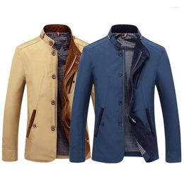 Men's Jackets Jacket Men Casual Business Stand Collar Outwear Coat Size L-4XL Thin Asia S-5XL