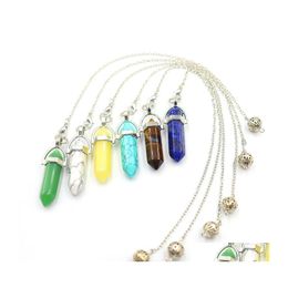 Charms Dowsing Pendum Quartz Hexagonal Shape Natural Stone Crystal Reiki Healing Pende Pendant Pendums For Dowsin Sport1 Drop Delive Dhcyb