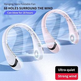 Party Favour Portable Hanging Neck Fan Foldable Summer Air Cooling 5000mAh USB Rechargeable Bladeless Mute Neckband Fans for Sport