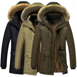 Men's Down Male Coat Windproof Outerwear Faux Fur Parka Winter Men Thick Jacket Parkas Warm Hooded Fleece M-5XL