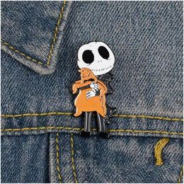 Cartoon Accessories Skl Ghost Vintage Cute Small Funny Enamel Brooches Pins For Women Demin Shirt Decor Brooch Pin Metal Kawaii Badg Dh5Eo