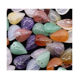 Stone 13X18Mm Carved Leaf Loose Beads Natural Rose Quartz Turquoise Naked Stones Diy Jewellery Vipjewel Drop Delivery Dhecx