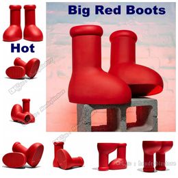 2023 Große rote Stiefel Herren Damen Regenstiefel Dicke Unterseite Rutschfeste Booties Gummiplattform Bootie EVA-Sohle Aatros Junge MSCHF Männer Frauen Modedesigner Schuhe Größe EUR 35-42