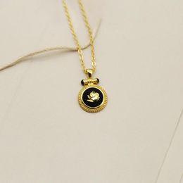 Pendant Necklaces DEAR-LIFE Sterling Silver Gold Plated Embossed Rose Double Sided Pattern Necklace Small Fragrance Clavicle Chain