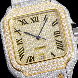 High Quality Fashion Iced Out WatchesMens Wrist Luxury Round Cut Lab Gr SW1L