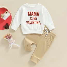 Pyjamas Valentine s Day Autumn Toddler born Baby Boys Girls Clothes Sets 03Y Letter Print Long Sleeve SweatshirtsLong Pants 230217