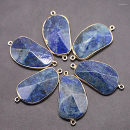 Pendant Necklaces 30 24MM Natural Lazurite Lapis Lazuli Stone Charms Connector Double Hole 6pcs For DIY Women Men Jewellery Bracelet Making