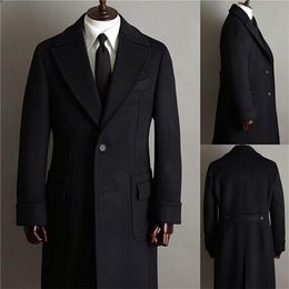 Men's Wool Blends Formal Black Suits Thick Custom Made Jacket Windbreaker High Quality Tuxedos ed Lapel Blazer Business Long Coat 230217
