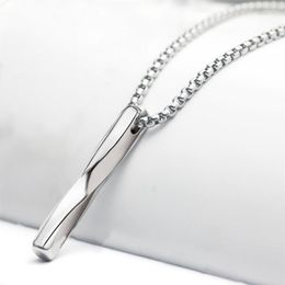 Pendant Necklaces Stainless Steel Twist Bar Necklace Women Men Fashion Box Chain Charm Cool Boys Girls Punk Hip Hop Jewellery Gift