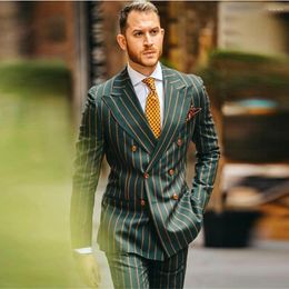 Men's Suits Men Double Breasted Coat Pant 2 Pieces Set Smoking Business Blazer Sets Tailored Made Groom Wedding Tuxedo Male Fashion