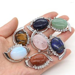 Pendant Necklaces Natural Stone Vintage Metal Alloy Oval Shape Exquisite Charms For Jewelry Making DIY Necklace Accessories Size 25x40mm