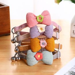 Dog Collars Cute Flower Pet Necklace Adjustable Strap Accessories For Cats Collar Bowknot Bow Tie Puppy Candy Color Necktie