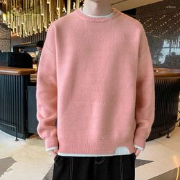 Men's Sweaters Pullovers Men Sweater Autumn Korean Style Loose Knitting Patchwork Harajuku Knitwear Fashion All-match O-neck Male Clothes