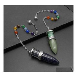 Charms Natural Crystal Shape Chakra Stone Pendum Amethyst Rose Quartz Pendants For Jewellery Accessories Making Sport1 Drop Delivery F Dhefw