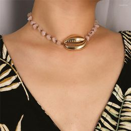 Chains Women Necklace Conch Shell Pendant Choker Bohemia Summer Charm Natural Stone Cowrie Seashell Long Chain Boho Jewellery