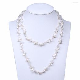 Chains Pink White Baroque Real Freshwater Pearl Necklaces With Stone Strand Long Jewellery For Women