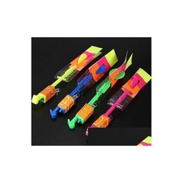 Led Flying Toys 12Pcs Elastic Toy Gift Flash Rotating Arrow Rocket Helicopter Light Drop Delivery Gifts Lighted Dhlym