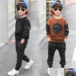 Clothing Sets Children Boys Set Teen Outfits Kids Camouflage Disguise Tracksuit Sportwear Sport Suit 4 6 8 10 12 Years 220218 Drop D Dh02D