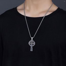 Chains KOMi Retro Personality Bright Black Stainless Steel Cross Long Hollow Printing Variety Of Pendant Necklaces Men Women Jewellery