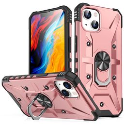 Hybrid Hard Shockproof Armour Case For iPhone 15 14 Plus Max Pro Samsung S23 Ultra pixel 7 PRO With Metal Ring Kickstand Holder Cover