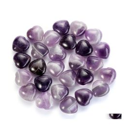 Stone 25Mm Natural Crystal Heart Shape Crafts Fashion Chakra Square Aventurine Amethyst Rose Quartz Stones Charm For Jewelry Vipjewe Dhsnh