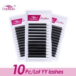 Makeup Tools 510 PCS Fadvan YY Shape Black Eyelashes Extensions Two Tip Lashes Premade Fan Lashes Faux Mink YY Lashes 230217