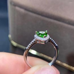 Cluster Rings Natural Diopside Ring 925 Silver Ladies Fashionable And Elegant Design Simple Fresh