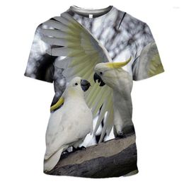Мужские футболки Summer Grey Parrot 3D Печоц Птица Смешное животное дизайн мужской и женский футболка для детей дышащие