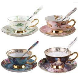 Cups Saucers European Royal Style Coffee Ceramic Cup Set With Saucer Spoon High End Porcelain