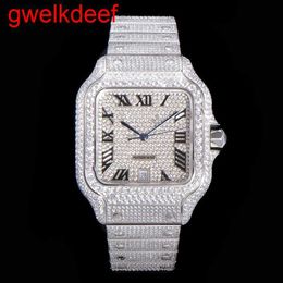 Wristwatches Luxury Custom Bling Iced Out Watches White Gold Plated Moiss anite Diamond Watchess 5A high quality replication Mechanical 238N IPA400