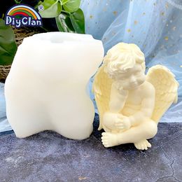 Candles 3D Angel Baby Silicone Mould Fondant Cake Decoration For DIY Candle Aromatherapy Gypsum Making Mould Fine Art Pography Tools 230217