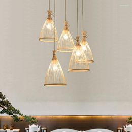 Pendant Lamps Restaurant Light Chandeliers Bamboo Dining Room Lights Pastoral Zen Chinese Home Decor