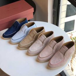Italy Original Designer Shoes Rolopiana LP Lefu shoes Women's piping suede one foot flat bottom deep mouth casual large high-top women's
