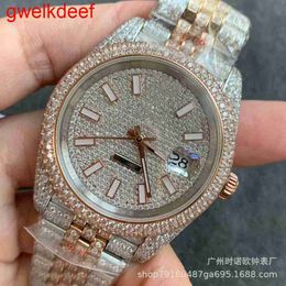 Wristwatches Luxury Custom Bling Iced Out Watches White Gold Plated Moiss anite Diamond Watchess 5A high quality replication Mechanical 8O8W 62BE999