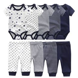 Clothing Sets 6/9/10PCS Baby Girl Clothes born Solid BodysuitsPants Cotton Baby Boy Clothes Short Sleeve Girls Baby Clothing Cartoon 230217