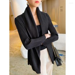 Women's Jackets Miyake Pleated Women Fall 2023 Spring Winter Loose Cardigan Turn Down Collar Short Coat Luxury Clothes