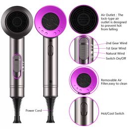 NEW Top Quality Hair Dryer Negative Ions Hammer Blower Electric 6 Styling Attachments with Gift Box DS