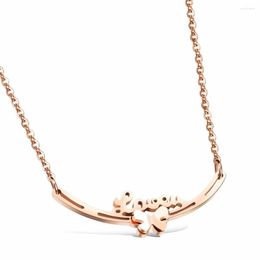 Pendant Necklaces Dainty Dadies Stainless Steel Rose Love Bar Mini Statement Necklace Women Teens Jewellery Accessories