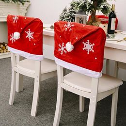 Chair Covers Christmas Dining Cover Snowflake Embroidery Party Favours Non Slide Hat Shape Slipcover El Arrangement Supplies